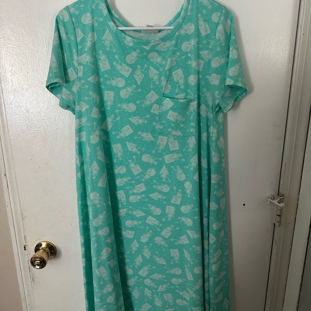 LuLaRoe Asymmetrical Dress in Mint Green and White
